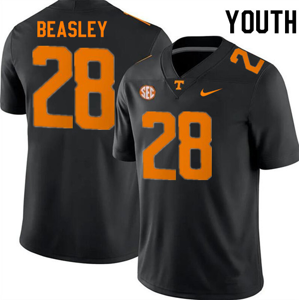 Youth #28 Kaleb Beasley Tennessee Volunteers College Football Jerseys Stitched-Black